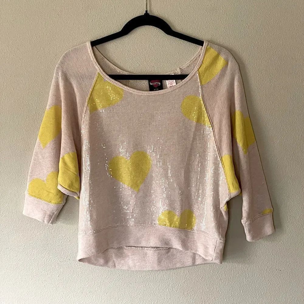 Like New! Women’s Hard Candy, Cream & Yellow, 3/4-Sleeve, Lightweight Top. Med.